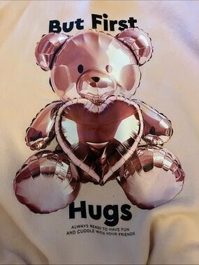 Zara Pink Metallic Balloon Bear Graphic Sweatshirt